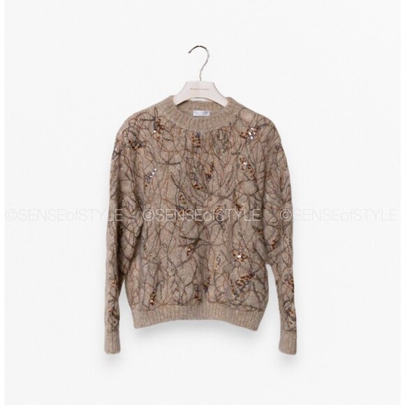 Brunello Cucinelli Sweater Mohair  Sequin Pullover knit women's Designer Size S - Picture 3 of 13